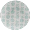 Assiette plate ronde en faïence motif ananas blanc et bleu