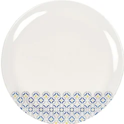 Assiette plate ronde en verre Eleni motif géométrique