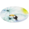 Assiette plate ronde en verre motif toucan exotique