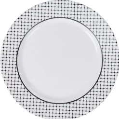 Assiette plate ronde Luminarc rebord noir pois blancs Tiago