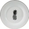 Assiette plate ronde porcelaine blanc style tropical ananas