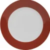 Assiette plate ronde rouge et blanche