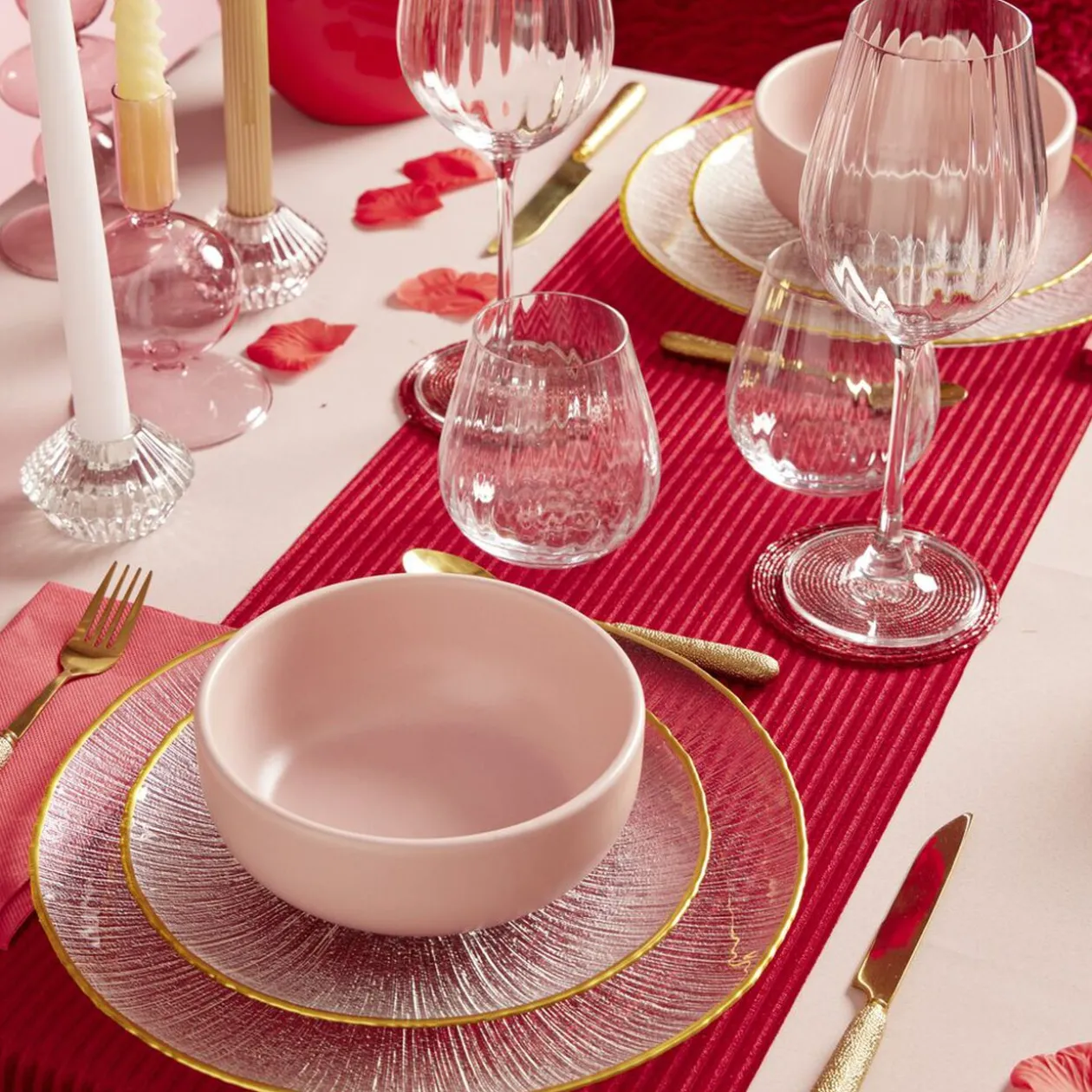 Assiette plate ronde verre transparent rebord doré Ø28cm