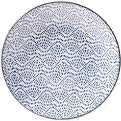 Assiette plate style japonais porcelaine bleu blanc