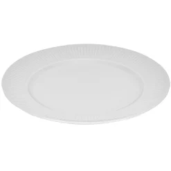 Assiette ronde contour strié gris perle
