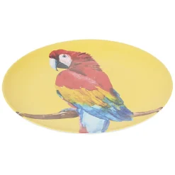 Assiette ronde en résine mélaminée design exotique