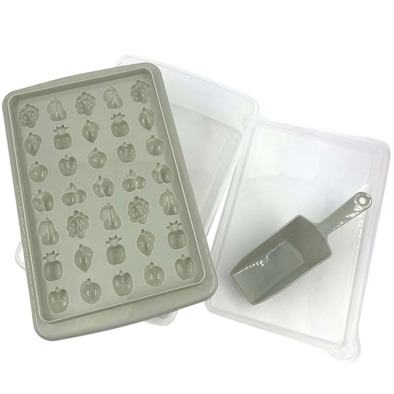 Bac à glaçons forme fruit avec réservoir et pelle