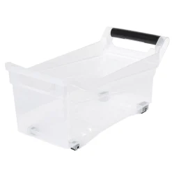 Bac de rangement à roulettes transparent 12L