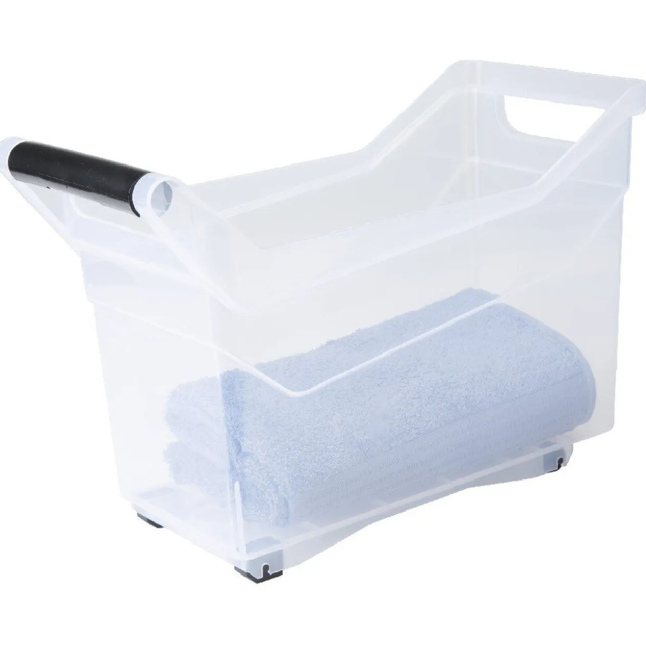 Bac de rangement à roulettes transparent 17L