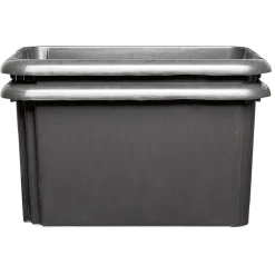 Bac de rangement en plastique noir x2