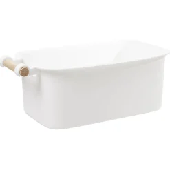Bac de rangement plastique poignée bois Taille S x2
