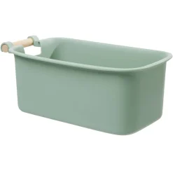 Bac de rangement plastique poignée bois Taille S x2