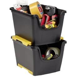 Bac en plastique noir superposable 14 L