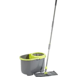 Balai seau essoreur 2 en 1 vert et gris