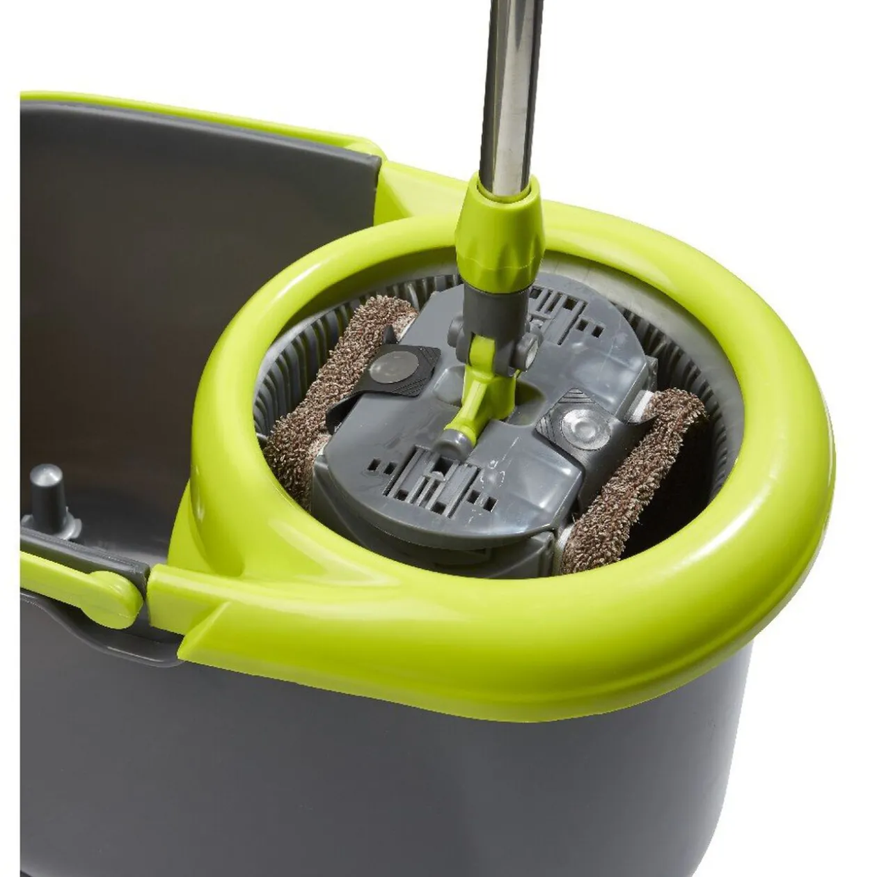 Balai seau essoreur 2 en 1 vert et gris