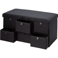 Banc range chaussure en tissu noir