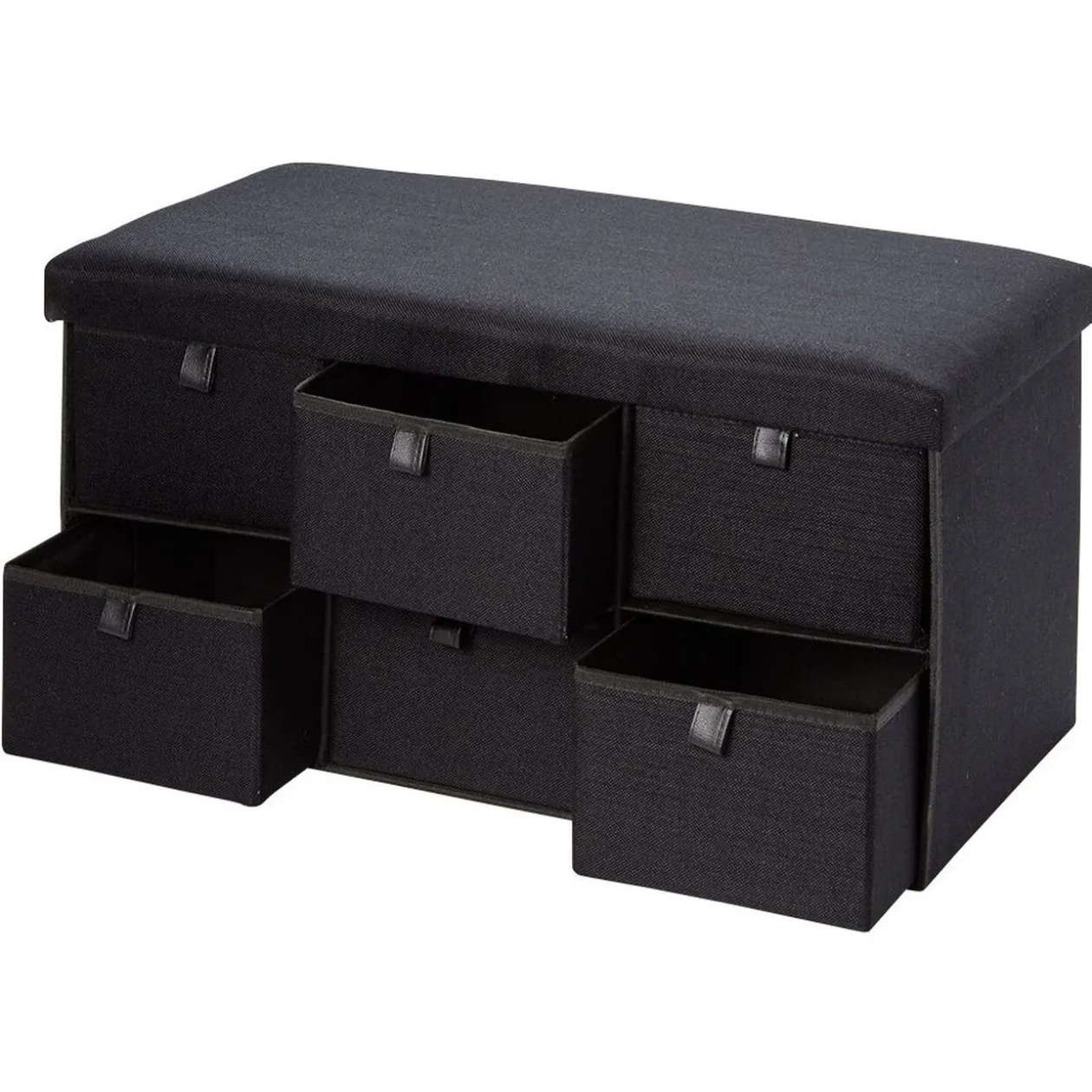 Banc range chaussure en tissu noir