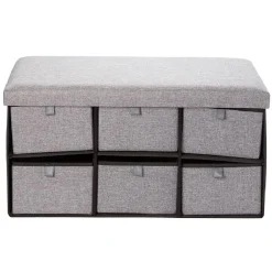 Banc range chaussures en tissu gris