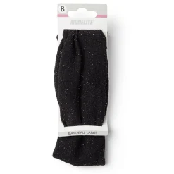 Bandeau à cheveux large en maille polyester noir à paillettes argentées