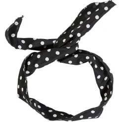 Bandeau ajustable noir imprimé pois blancs