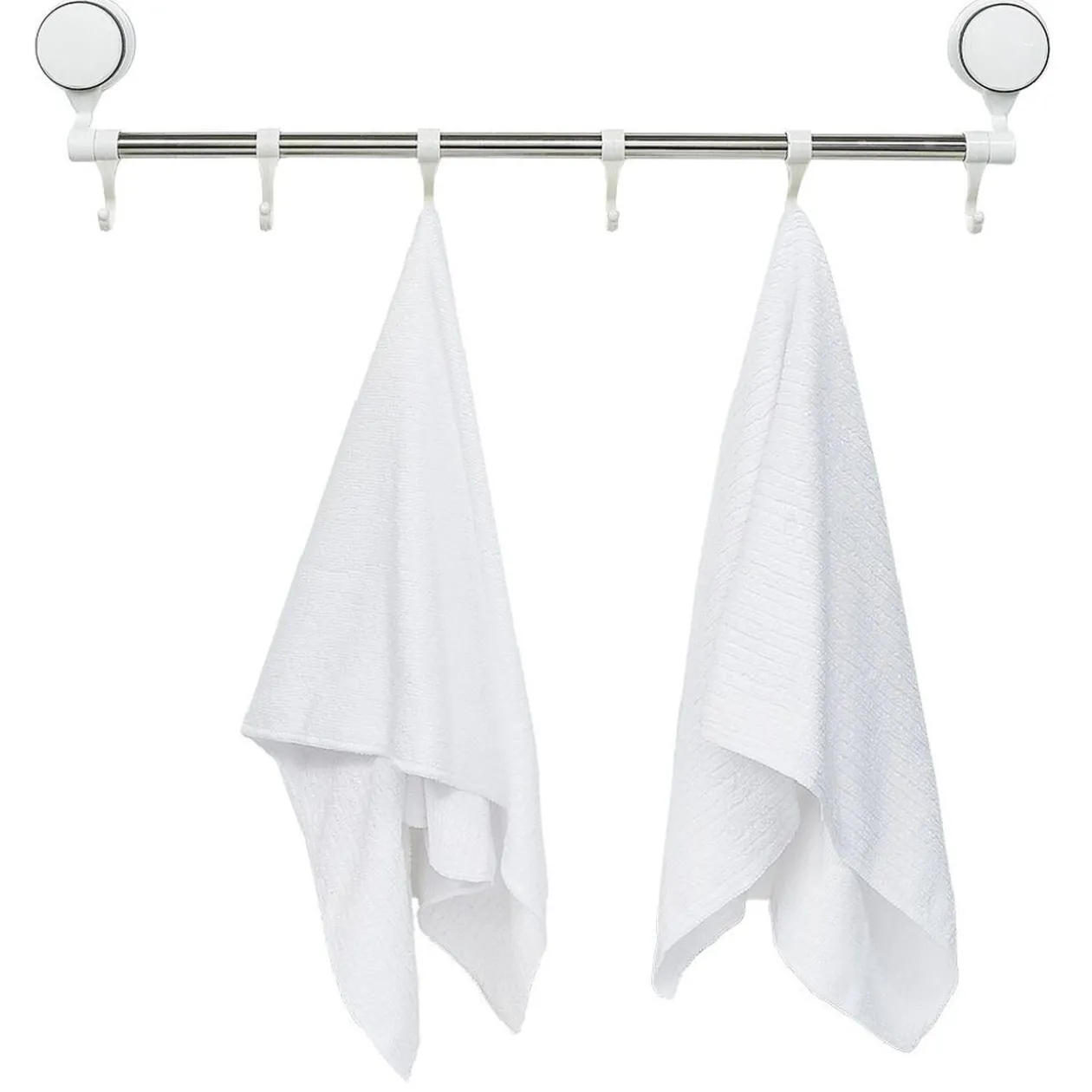 Barre porte serviettes à ventouses 6 crochets L.60 cm