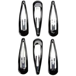 Barrette clic clac métal noir brillant x6