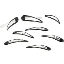 Barrette clic clac métal noir brillant x6