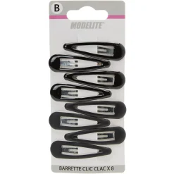 Barrette clic clac métal noir x8