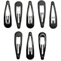 Barrette clic clac métal noir x8