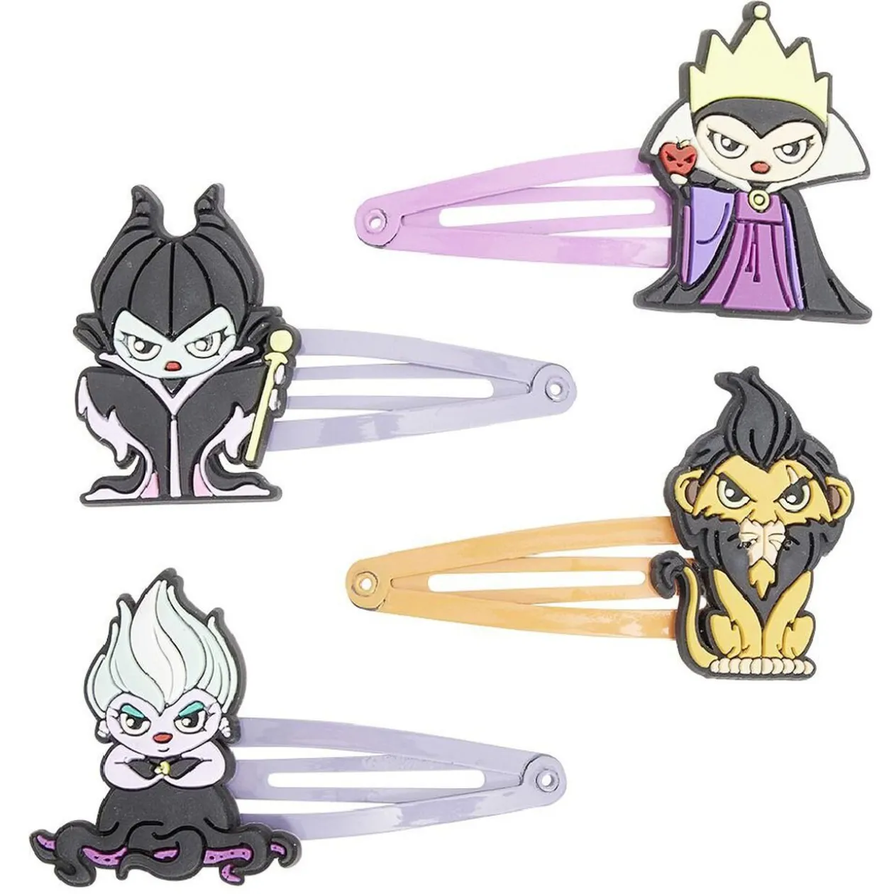 Barrette Disney Villains x4 - Maléfique Scar Ursula Grimhilde