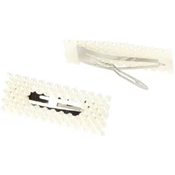 Barrette perles imitation blanc x2