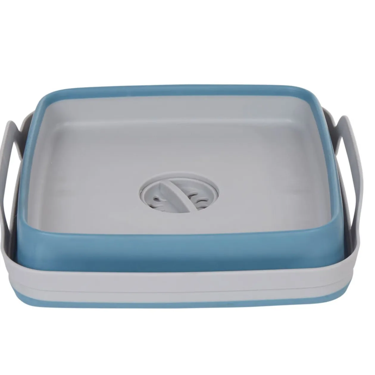 Bassine rétractable bouchon évideur grise et bleue