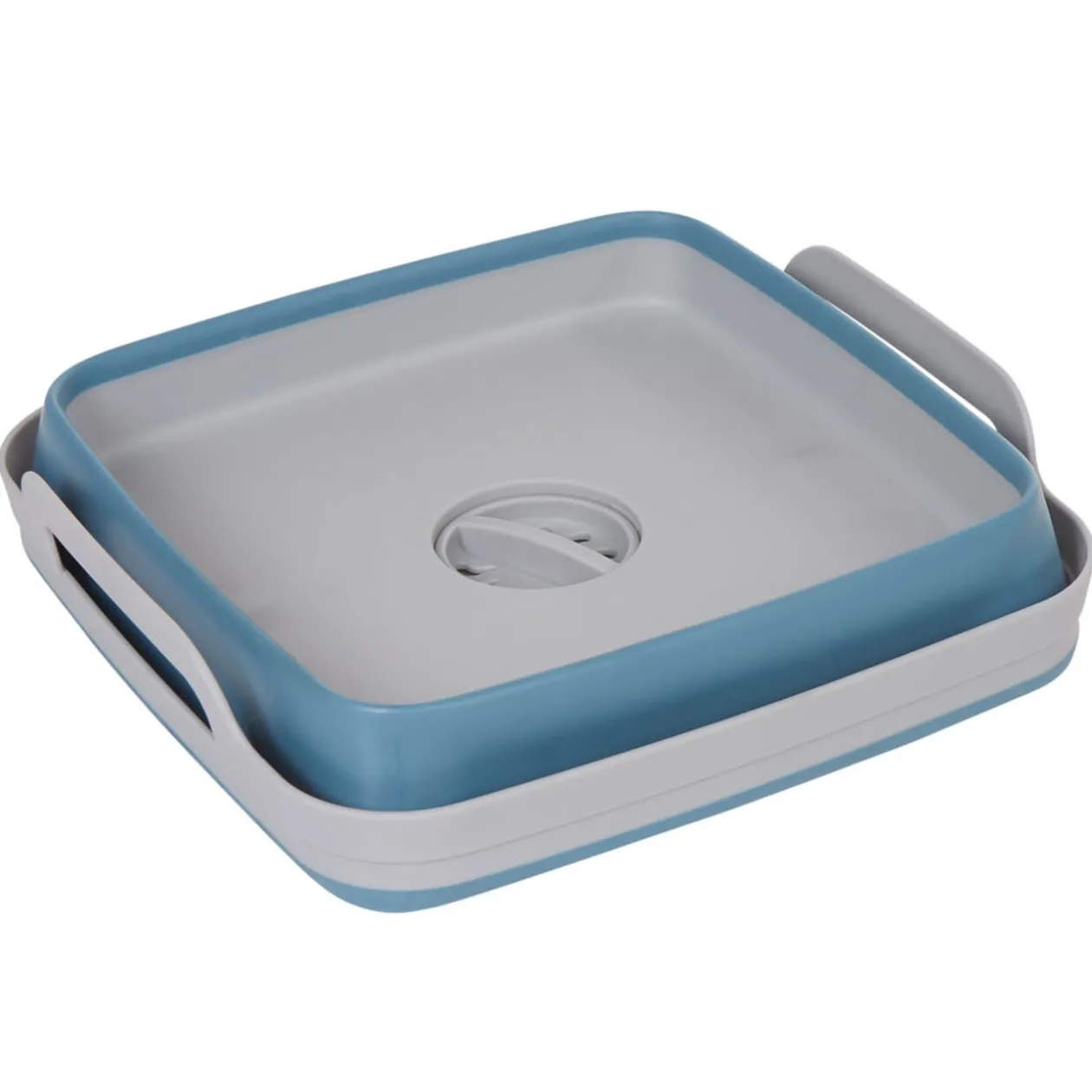 Bassine rétractable bouchon évideur grise et bleue