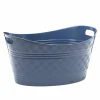 Bassine souple ovale motif quadrillé bleu