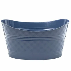 Bassine souple ovale motif quadrillé bleu