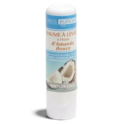 Baume à lèvres à l'huile d'amande douce senteur coco transparent
