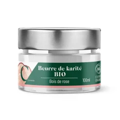 Beurre de karité bio bois de rose, pot de 100 ml