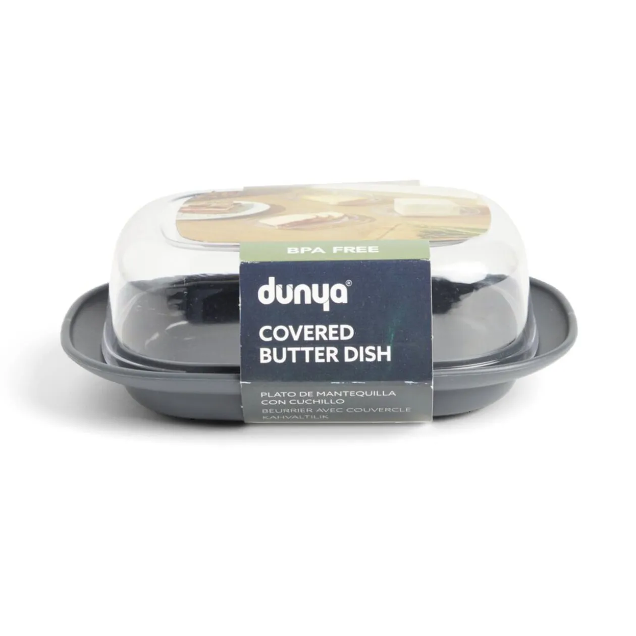 Beurrier plastique sans BPA transparent ou gris 17,4x12,5xH6cm