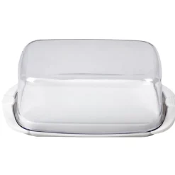 Beurrier socle blanc avec couvercle transparent