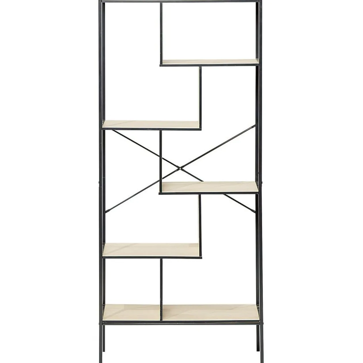 Bibliothèque Etagère sur pied design industriel naturel et noir - Andy