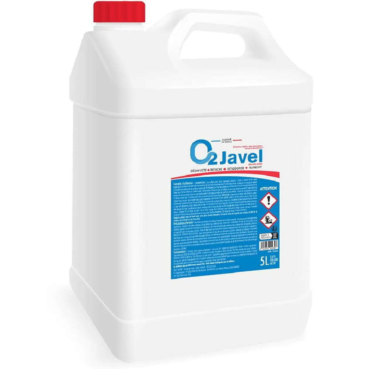 Bidon eau de javel multifonctions 2,6% chlore actif - 5L
