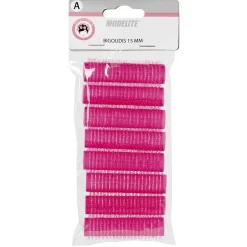 Bigoudis à scratch 15 mm fuchsia x8