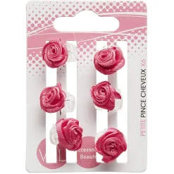 Bijou de cheveux fleur fuchsia métal x6