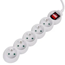 Bloc multiprise blanc interrupteur 5 prises