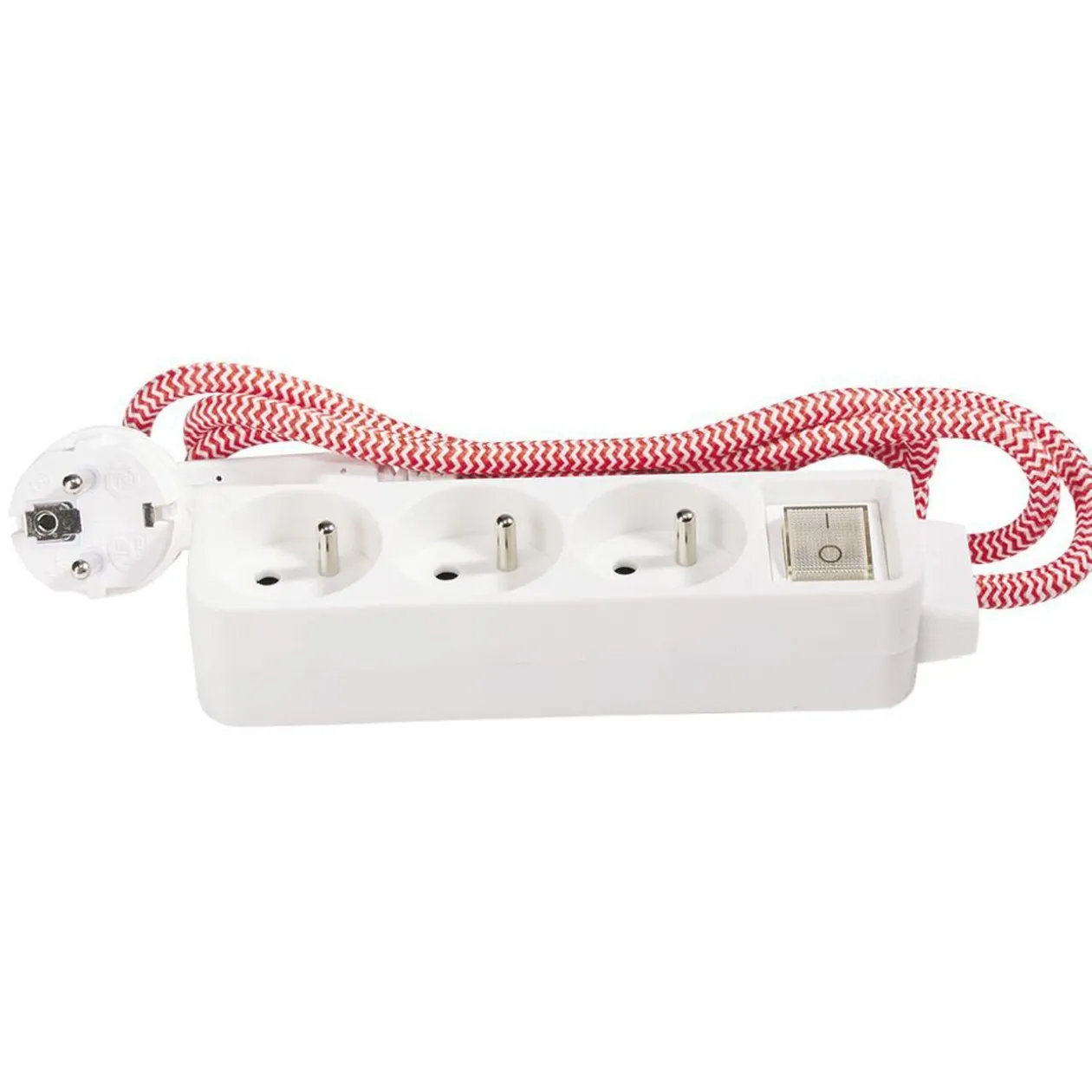 Bloc multiprise textile 3x16A rouge/blanc 1,5m
