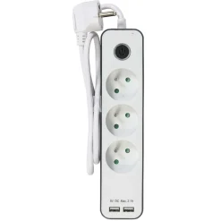 Bloc multiprise x3 port usb x2 interrupteur et protection enfant
