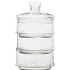 Bocal bonbonnière 3 compartiments en verre transparent