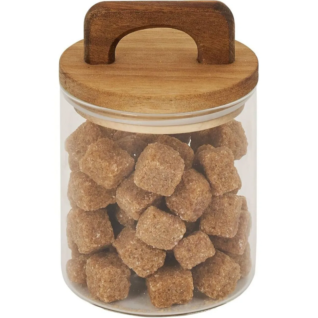 Bocal de conservation 500ml en verre avec couvercle en bois Ø9,5xH10cm