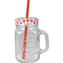 Bocal en verre + paille 500 ml