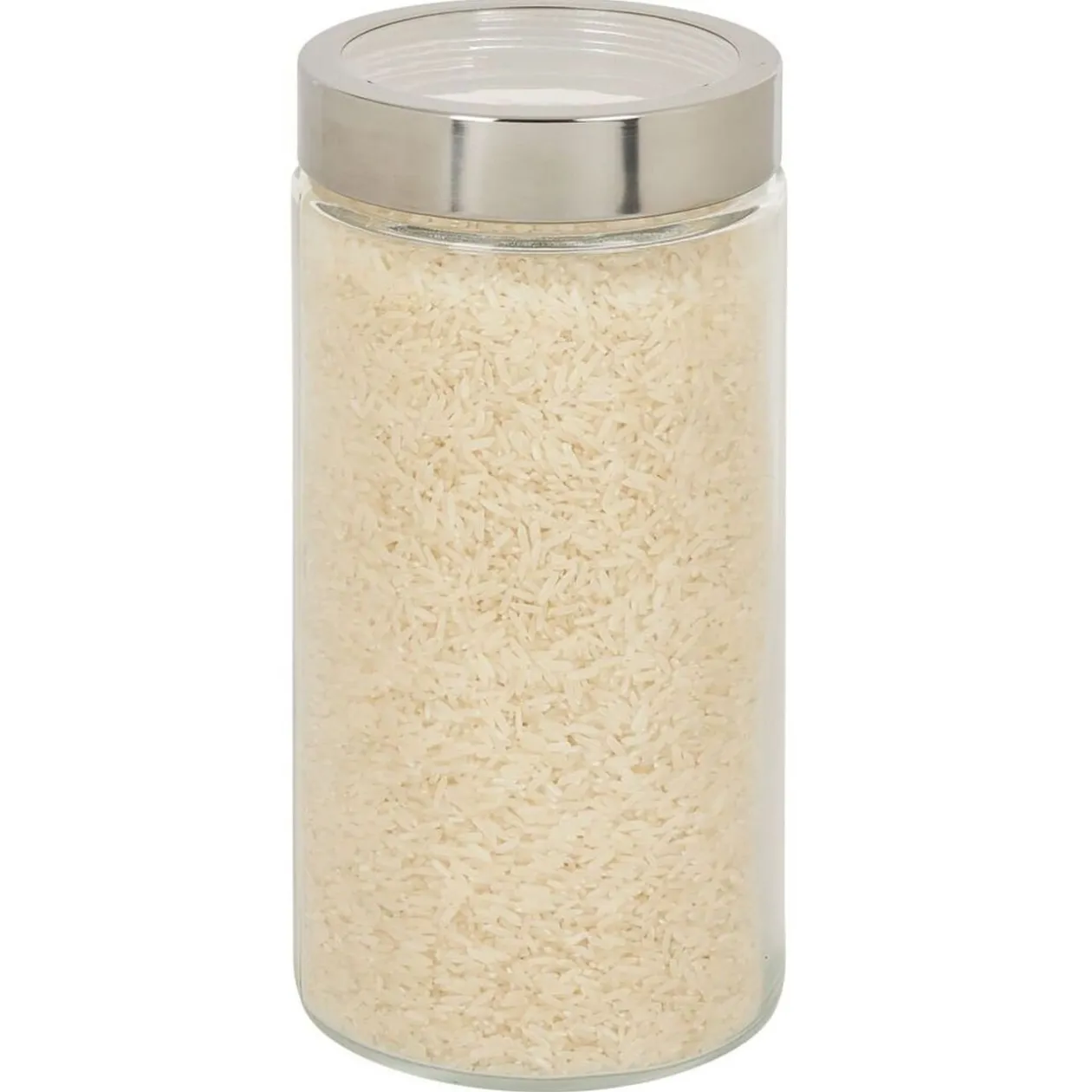 Bocal en verre transparent couvercle inox 1,6L - Ø11xH.22cm